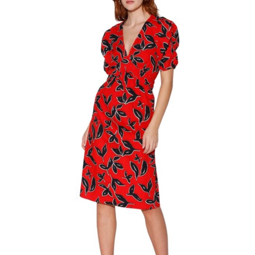 WALTER BAKER Fabienne short sleeve cotton dress red size small